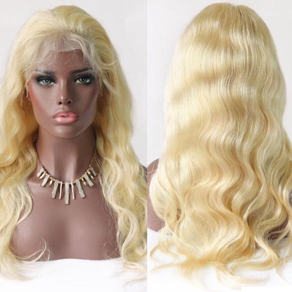 ♥️ 24” 613 BLONDE 100% HUMAN BODY WAVY LACE-FRONT main image 6